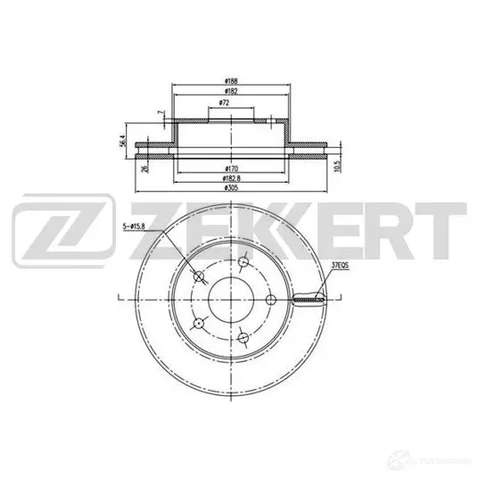 Тормозной диск ZEKKERT U 9N2IA BS-5192 4316668