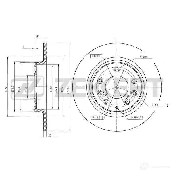 Тормозной диск ZEKKERT 1440205596 4I 24Z BS-5161B изображение 0