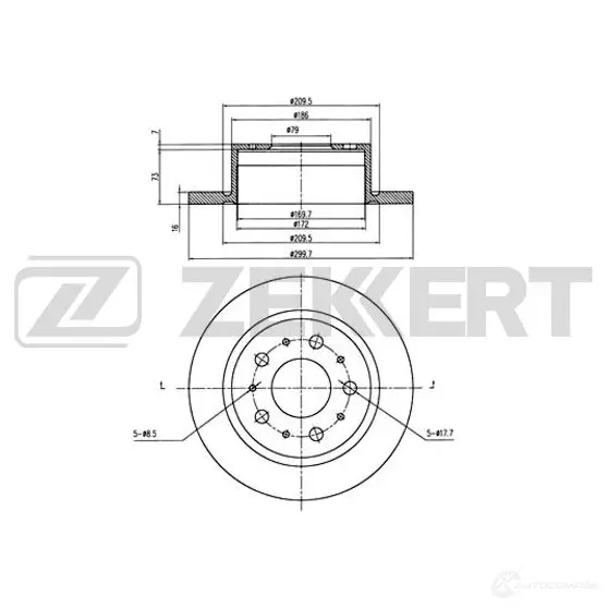 Тормозной диск ZEKKERT 4316588 52IY 93 BS-5111 изображение 0