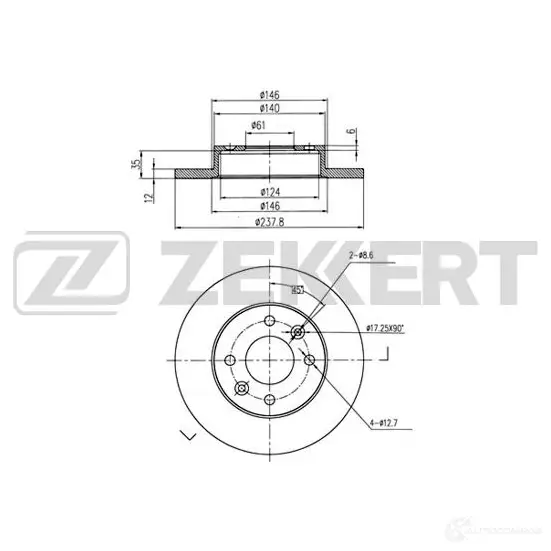 Тормозной диск ZEKKERT BS-5105 4316582 Q8 INN7I изображение 0