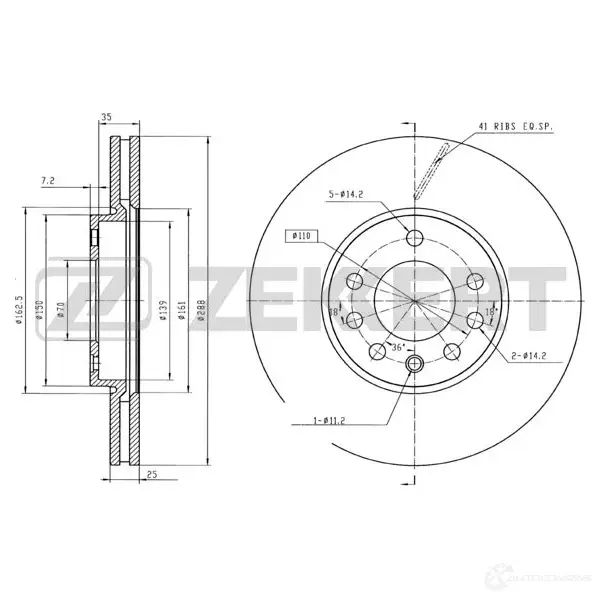 Тормозной диск ZEKKERT 32OWUY D 4316576 BS-5099