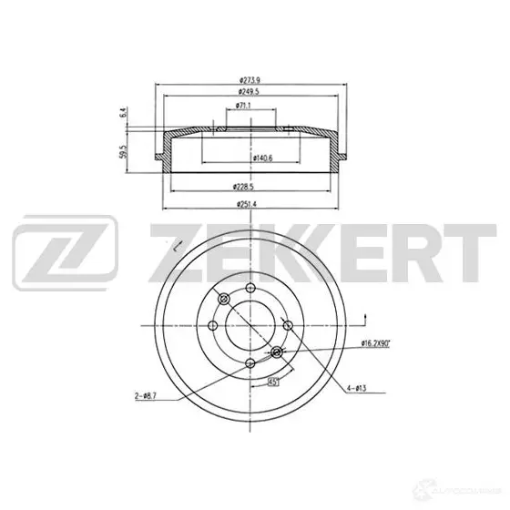 Тормозной барабан ZEKKERT 4316575 BS-5098 BFGEF5 P изображение 0