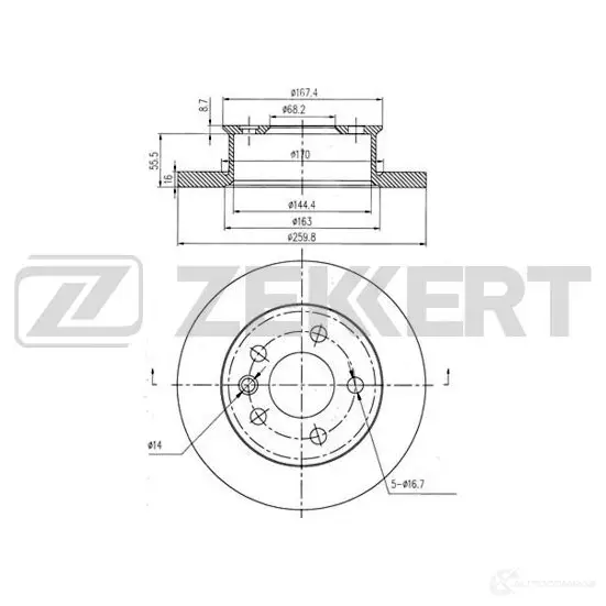 Тормозной диск ZEKKERT 9F5B 2 BS-5096 4316573