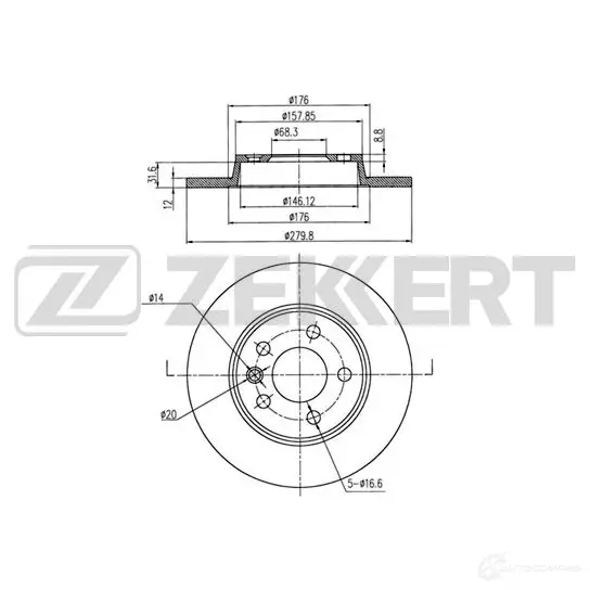 Тормозной диск ZEKKERT ZQSW 2 BS-5094 4316571