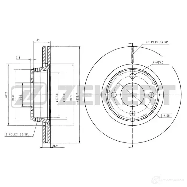 Тормозной диск ZEKKERT 62JUYT 3 BS-5082B 1440205605