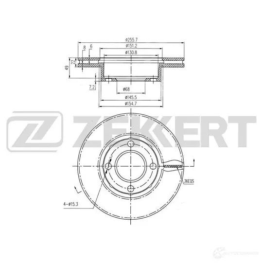 Тормозной диск ZEKKERT BS-5081 4316558 XDZ EU9 изображение 0