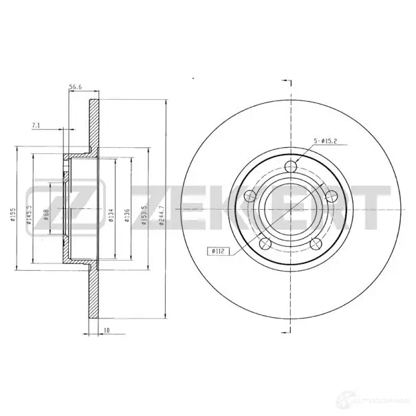 Тормозной диск ZEKKERT 1438357679 BS-5080B LQP KGU