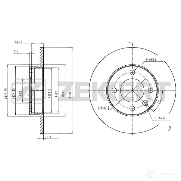 Тормозной диск ZEKKERT I61X 2GG 4316545 BS-5068
