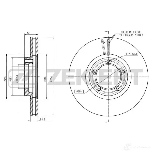 Тормозной диск ZEKKERT KOXV6V 5 4316544 BS-5067