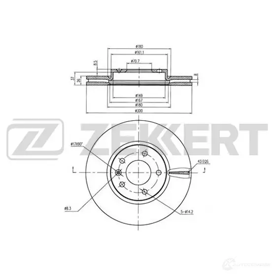 Тормозной диск ZEKKERT BS-5051 4316528 HO WX82 изображение 0