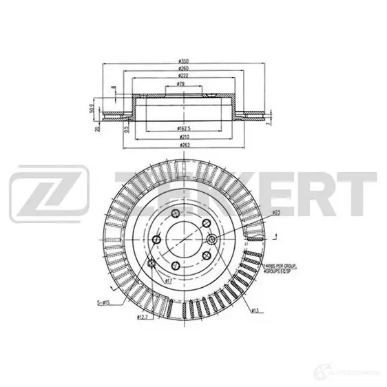 Тормозной диск ZEKKERT BS-5046 4316524 N7UQ LCG изображение 0