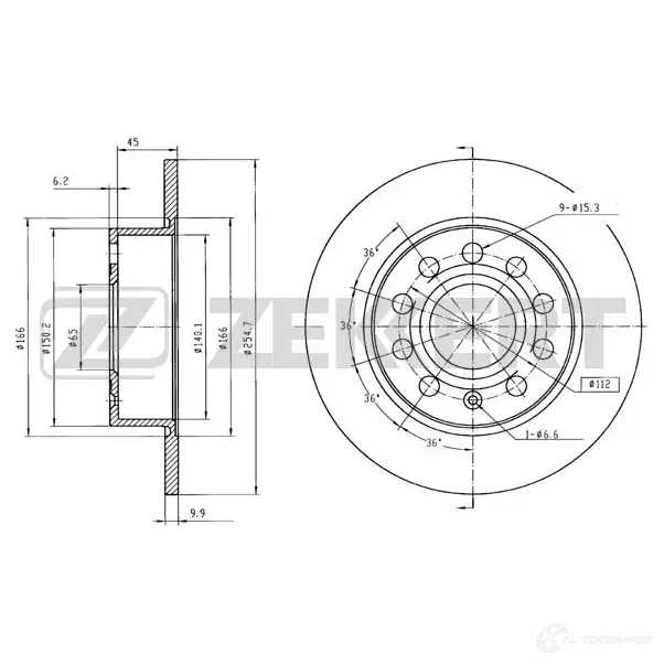 Тормозной диск ZEKKERT BS-5044B 1438357680 GWHK 6 изображение 0