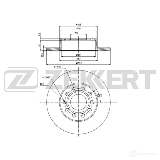 Тормозной диск ZEKKERT BS-5042 U6 4U5 4316520 изображение 0
