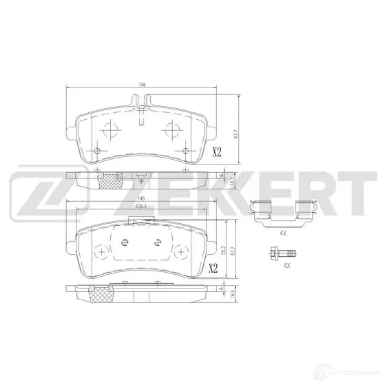 Тормозные колодки дисковые, комплект ZEKKERT 1439902450 BS-3063 1 DVZP4F изображение 0