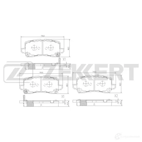 Тормозные колодки дисковые, комплект ZEKKERT BS-3059 RE U1GN 1439902447 изображение 0