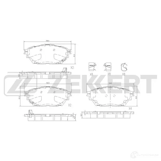 Тормозные колодки дисковые, комплект ZEKKERT 1439902444 BS-3056 346O EB