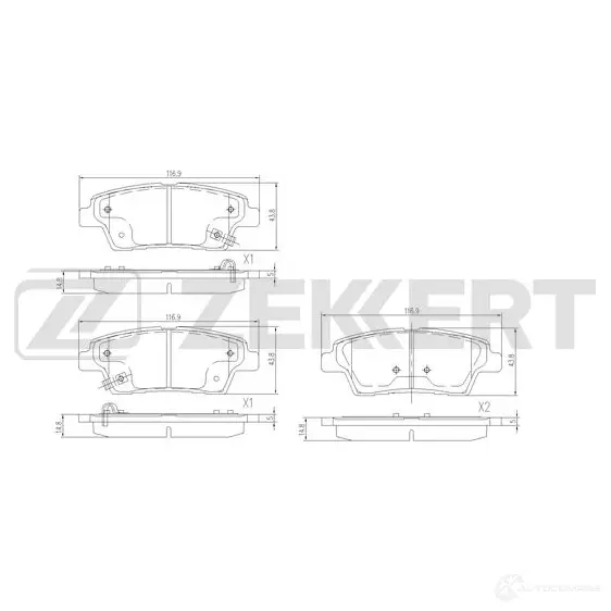 Тормозные колодки дисковые, комплект ZEKKERT 1439902437 BS-3049 9B HQ8WY изображение 0