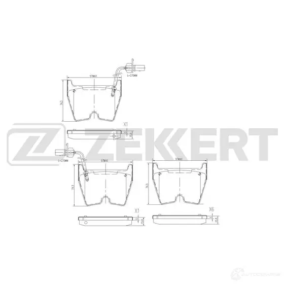 Тормозные колодки дисковые, комплект ZEKKERT Y1GM 0DY 1439902427 BS-3039