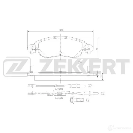 Тормозные колодки дисковые, комплект ZEKKERT A2WP V BS-3036 1439902424