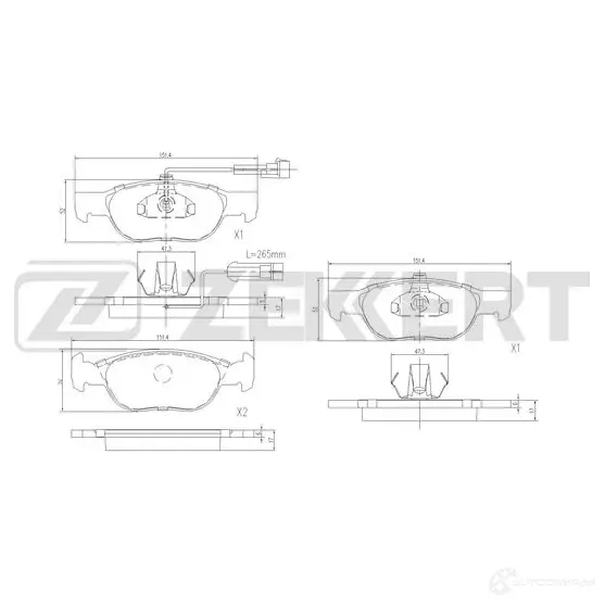 Тормозные колодки дисковые, комплект ZEKKERT 1439902421 BS-3033 OZGI ZW изображение 0