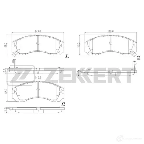 Тормозные колодки дисковые, комплект ZEKKERT BS-3022 I8MG FF 1437995415
