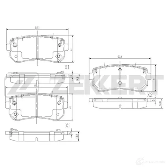 Тормозные колодки дисковые, комплект ZEKKERT 1439902412 BS-3020 01 K2V