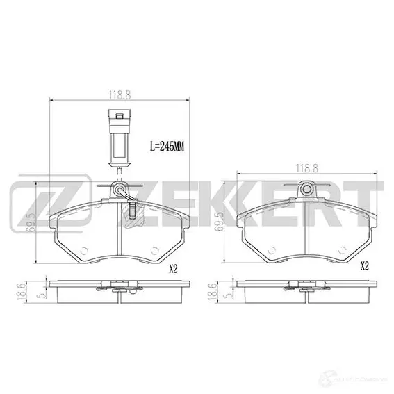 Тормозные колодки дисковые, комплект ZEKKERT H DWDNR BS-2978 1439902390