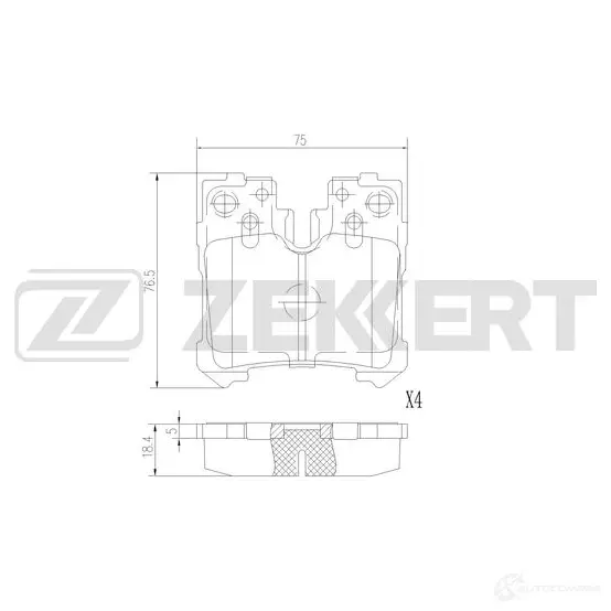 Тормозные колодки дисковые, комплект ZEKKERT 1439902382 BS-2968 ECCL 9 изображение 0