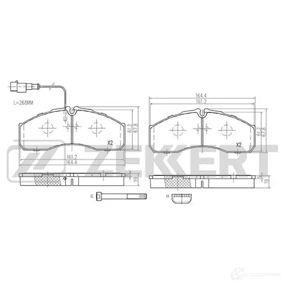 Тормозные колодки дисковые, комплект ZEKKERT BS-2966 MH 4OU 1439902381