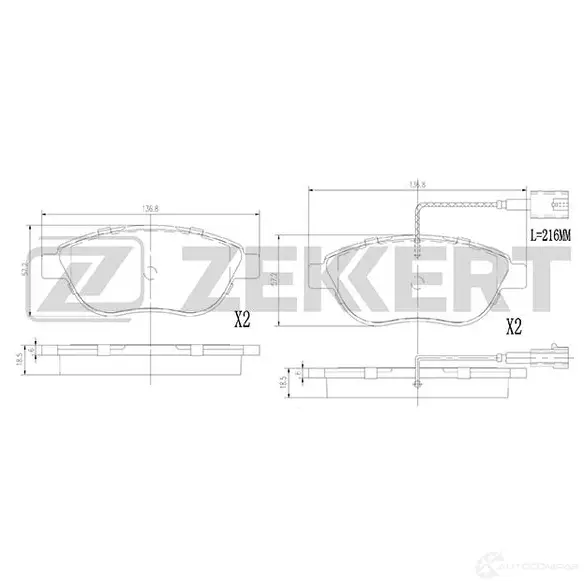 Тормозные колодки дисковые, комплект ZEKKERT 1437995409 BS-2919 0JY DW0T изображение 0