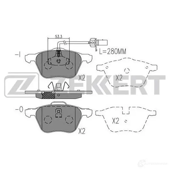 Тормозные колодки дисковые, комплект ZEKKERT 1437995684 BS-2914 1Y TUS