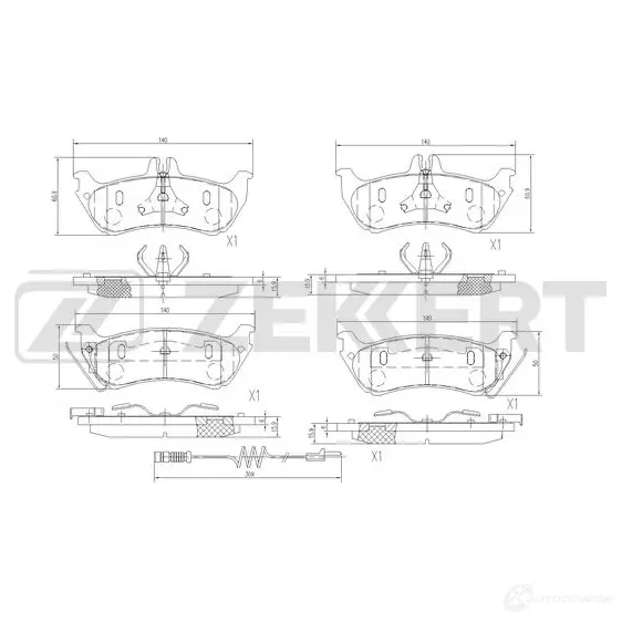Тормозные колодки дисковые, комплект ZEKKERT 08V HER BS-2912 1439902364
