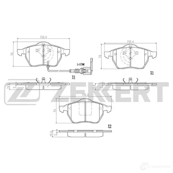 Тормозные колодки дисковые, комплект ZEKKERT 1437995609 FJ DK1 BS-2902 изображение 0