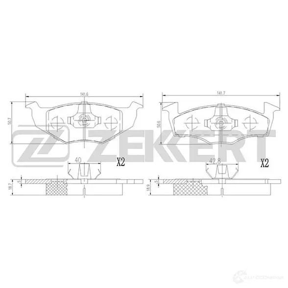 Тормозные колодки дисковые, комплект ZEKKERT UP 7COH 1439902359 BS-2894 изображение 0