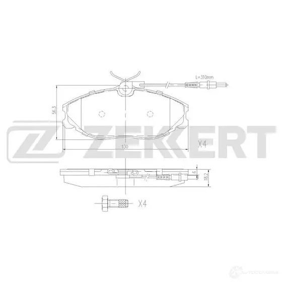 Тормозные колодки дисковые, комплект ZEKKERT 1439902356 QX7PR 9 BS-2879