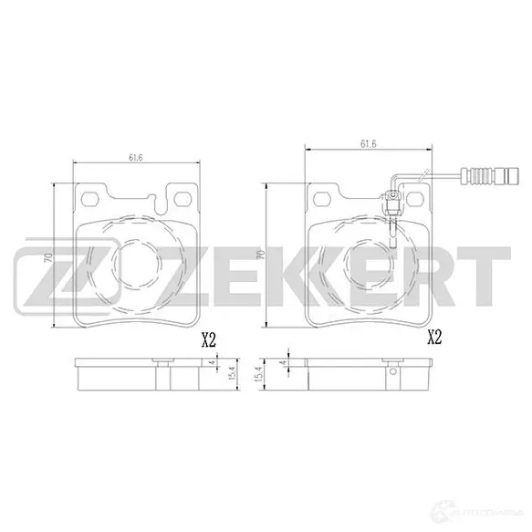 Тормозные колодки дисковые, комплект ZEKKERT BS-2873 1437995813 T53M L0 изображение 0