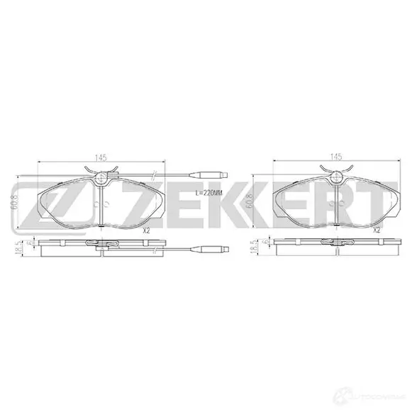 Тормозные колодки дисковые, комплект ZEKKERT BS-2869 1437995494 BKM8 U изображение 0