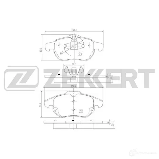Тормозные колодки дисковые, комплект ZEKKERT 4316457 I XH6QA BS-2829 изображение 0