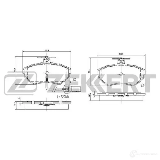 Тормозные колодки дисковые, комплект ZEKKERT Z VMCP BS-2827 4316455