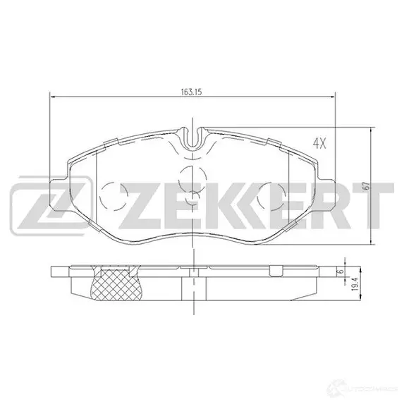 Тормозные колодки дисковые, комплект ZEKKERT BS-2823 4316451 HZ4H 5 изображение 0