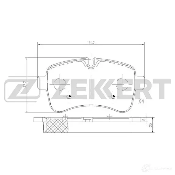Тормозные колодки дисковые, комплект ZEKKERT 4 PXGTEJ BS-2822 4316450