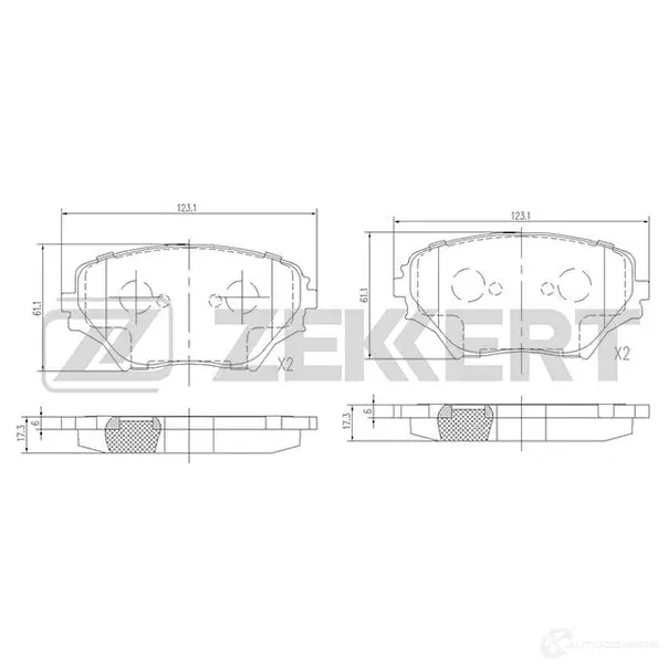Тормозные колодки дисковые, комплект ZEKKERT 4316414 BS-2701 1N8X J изображение 0