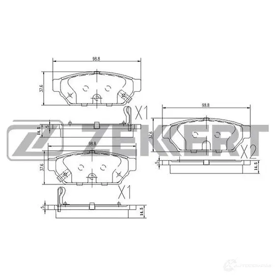 Тормозные колодки дисковые, комплект ZEKKERT BS-2535 S WU8RQ 1275150265 изображение 0