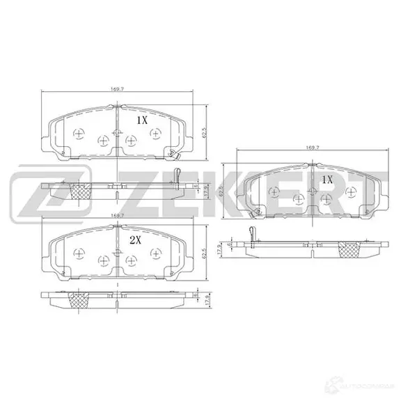 Тормозные колодки дисковые, комплект ZEKKERT V L8EVQ 1275149787 BS-2520 изображение 0