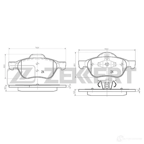 Тормозные колодки дисковые, комплект ZEKKERT 3U P7MIE BS-2514 4316404 изображение 0