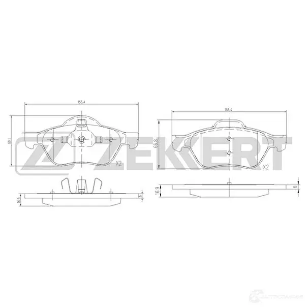 Тормозные колодки дисковые, комплект ZEKKERT 4316403 BS-2488 UI 16I изображение 0