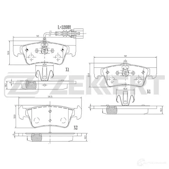 Тормозные колодки дисковые, комплект ZEKKERT 1275149485 BS-2450 Q GU76