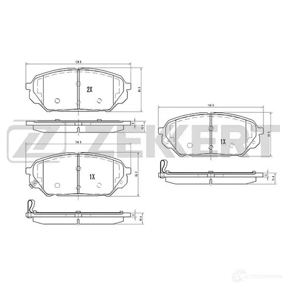 Тормозные колодки дисковые, комплект ZEKKERT O TS0BNW 1275149377 BS-2438 изображение 0