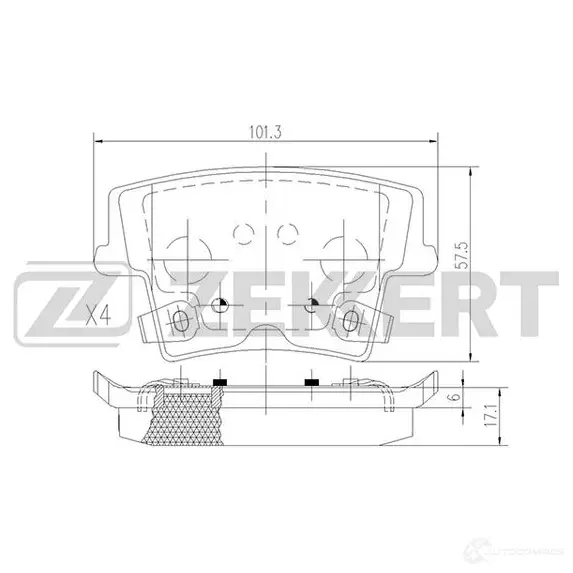 Тормозные колодки дисковые, комплект ZEKKERT R69NL U 1275149181 BS-2429