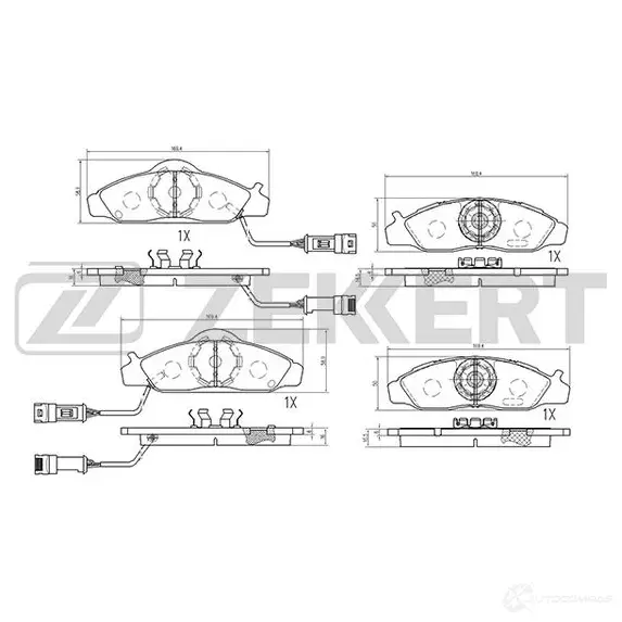 Тормозные колодки дисковые, комплект ZEKKERT BS-2421 T 7Q543 1275149005 изображение 0